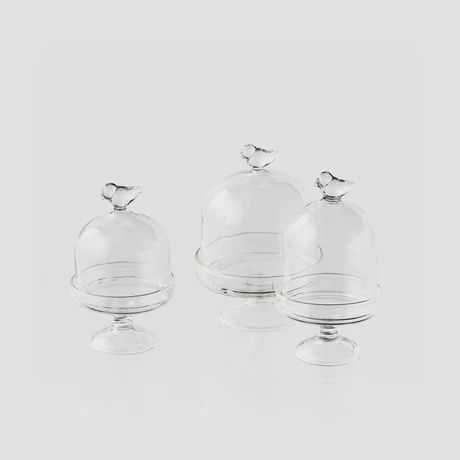 Glass Mini Bird Dome with Bird