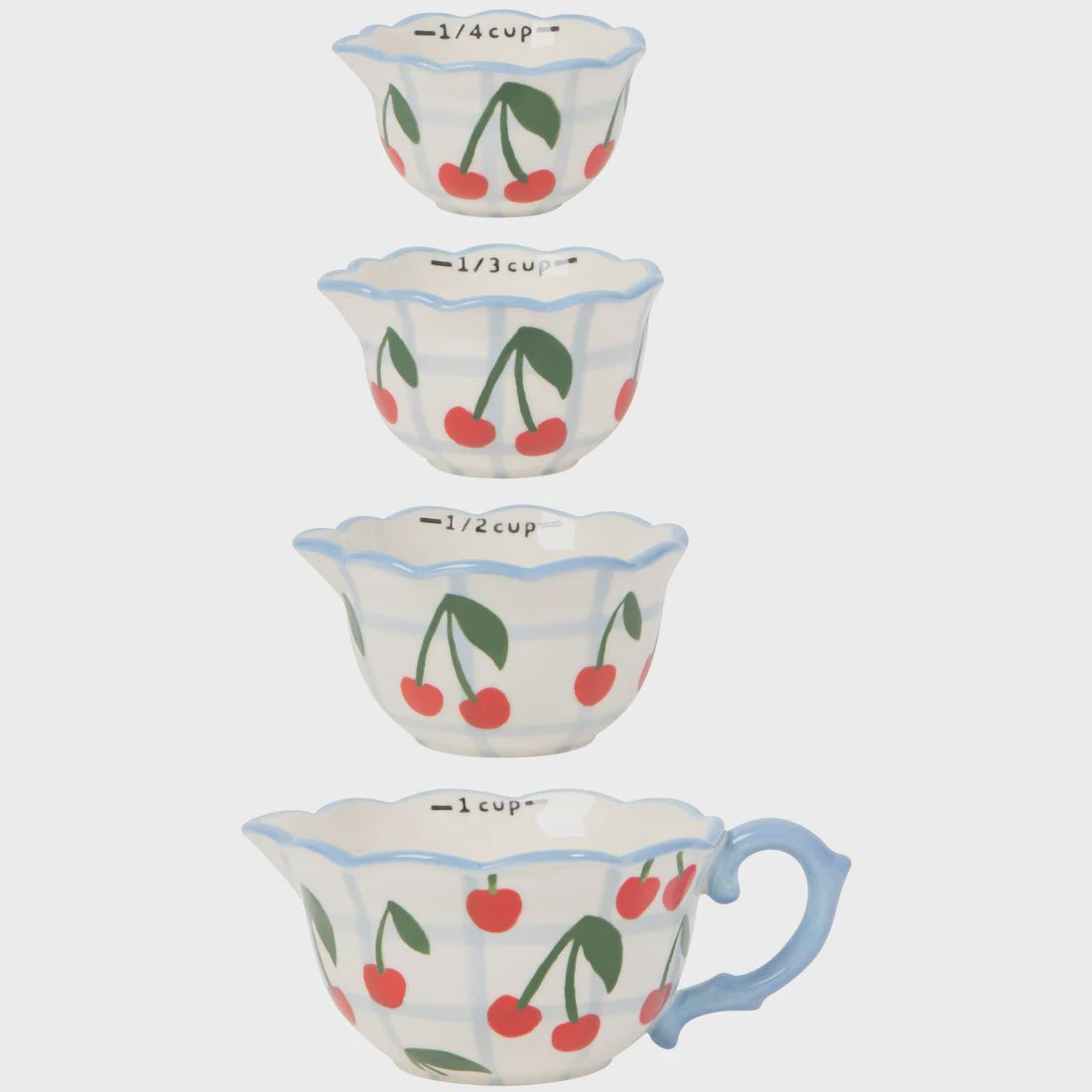 Set of 4 Measuring Cups Cherry with Blue