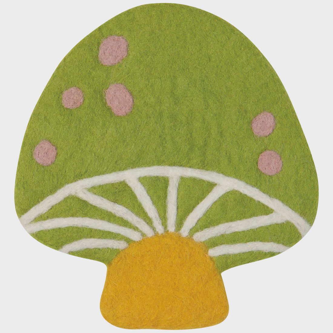 Trivet Felt Mushroom Green with Pink Spots