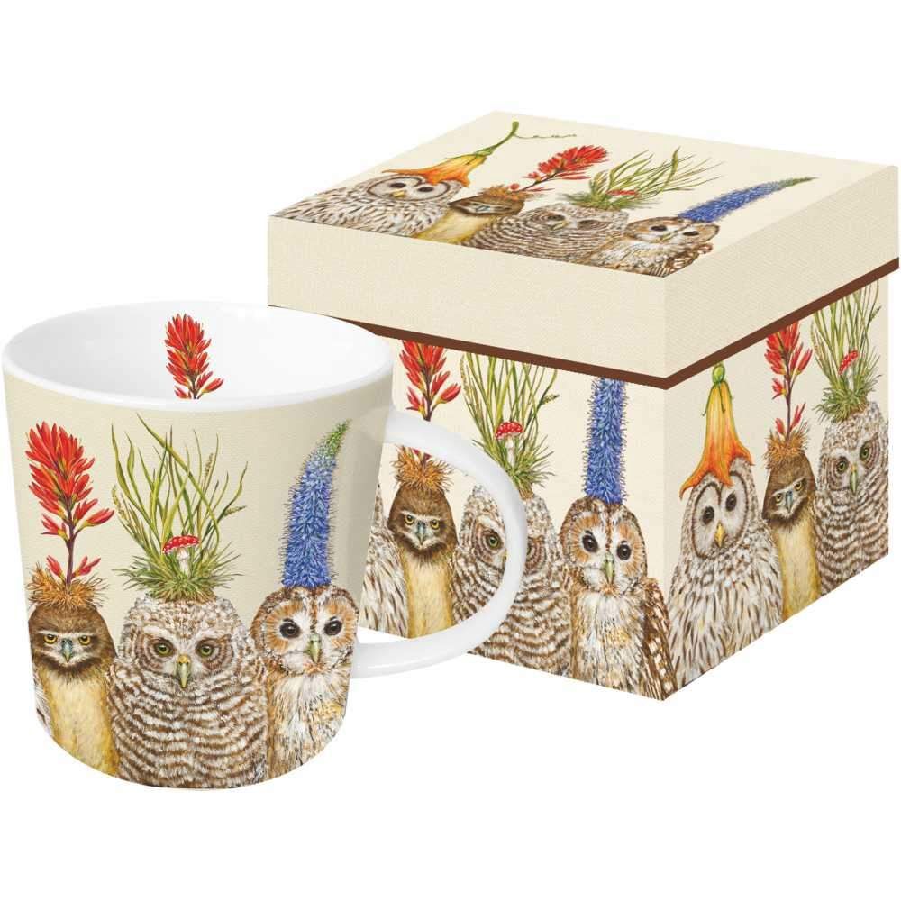 Owls in Big Hatsd Mug w/Gift Box