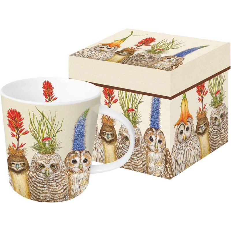 Owls in Big Hatsd Mug w/Gift Box