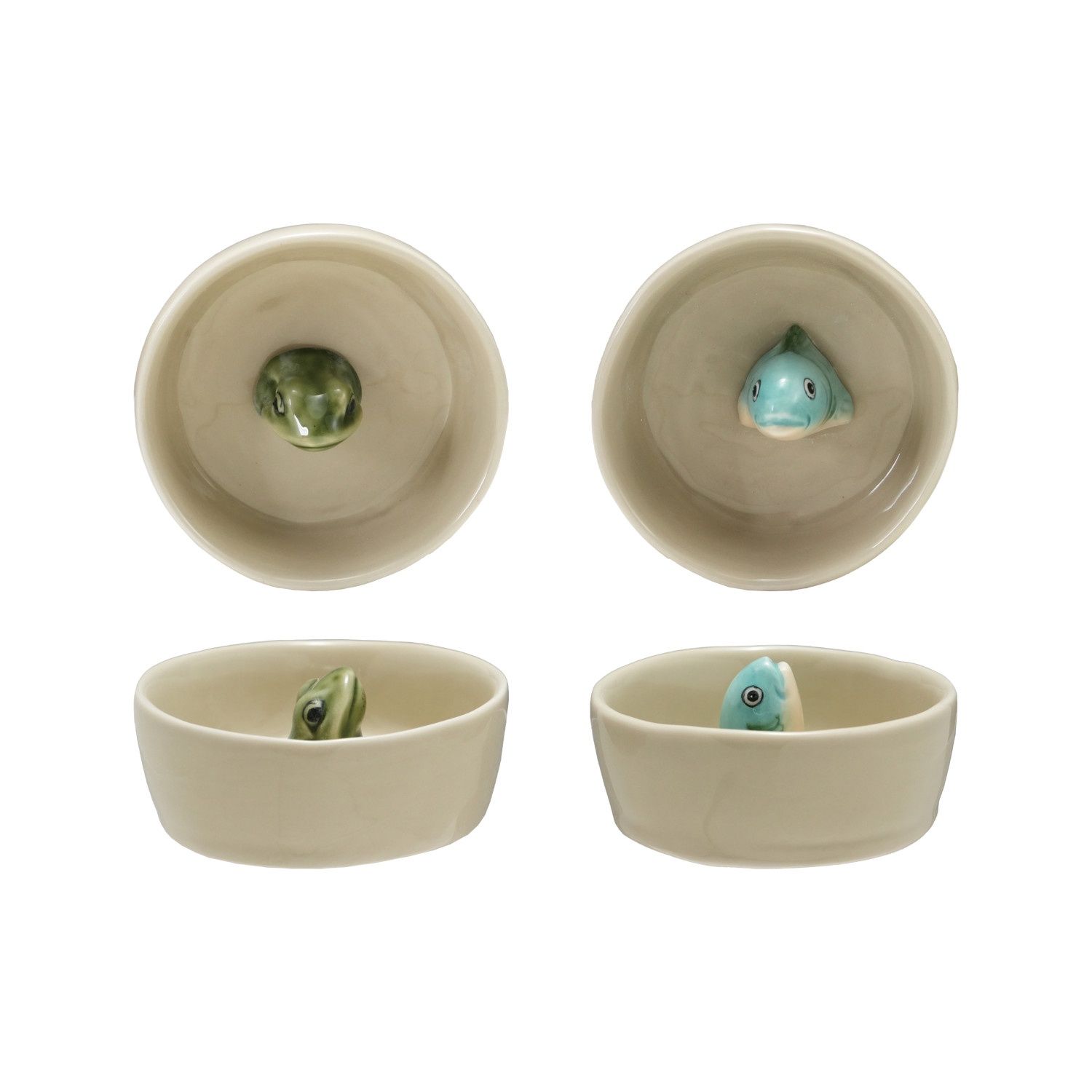 Stoneware Dish with either a frog or a fish inside