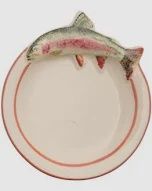 Trout Tidbit Plate Orange rim