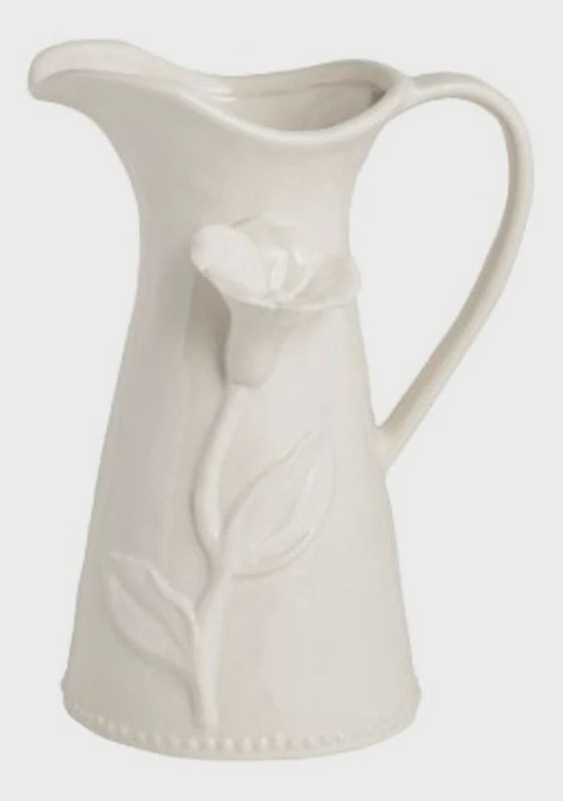White Flower Water Pitcher