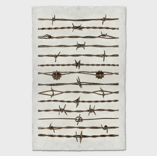 Print Barbed Wire barnwood on Linen