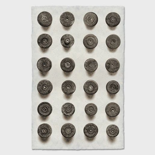 Print Spent Shells Barnwood on Linen Shadowbox