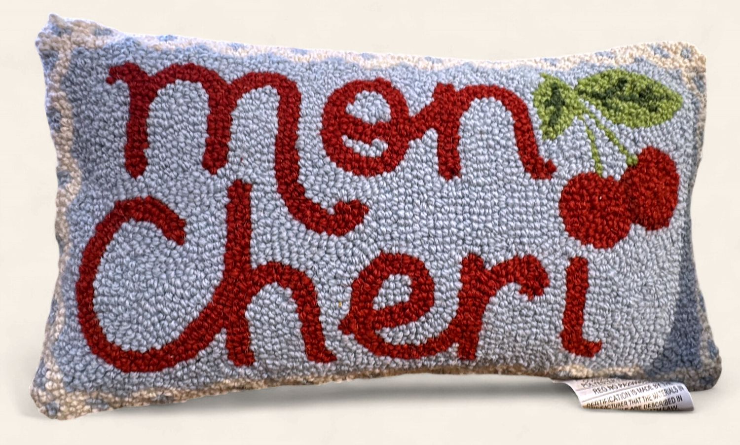 Wool Hooked Pillow - Mon Cheri Cherry