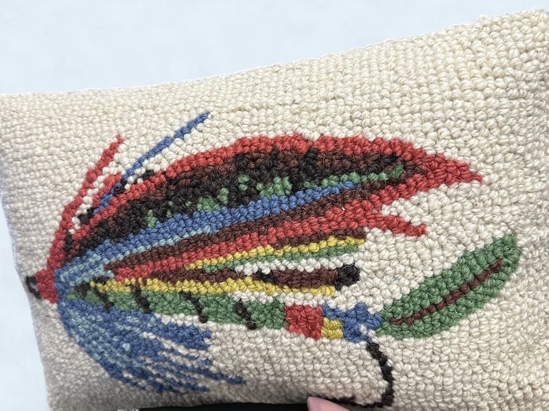 Small Wool Hooked Pillow - Fishing Fly