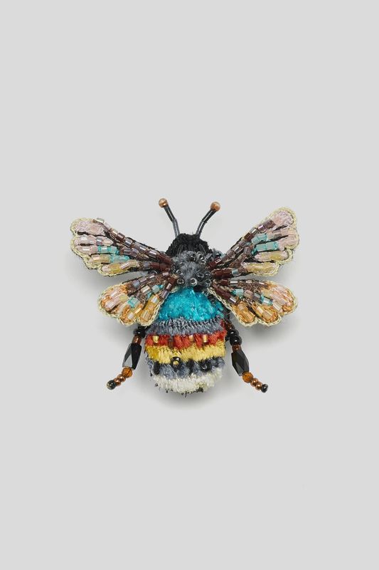 Striped Bee Brooch Pin