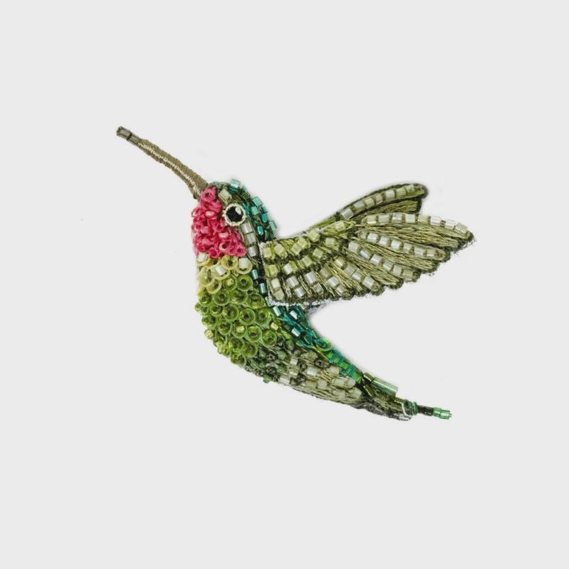 Ruby Throated Hummingbird Brooch Pin