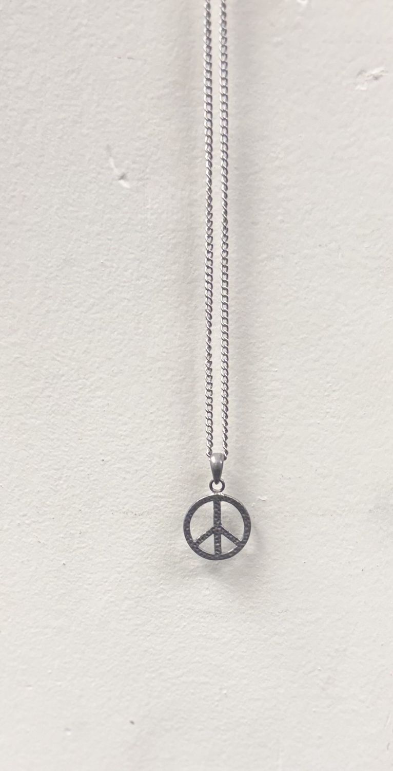 Peace Sign Silver Necklace