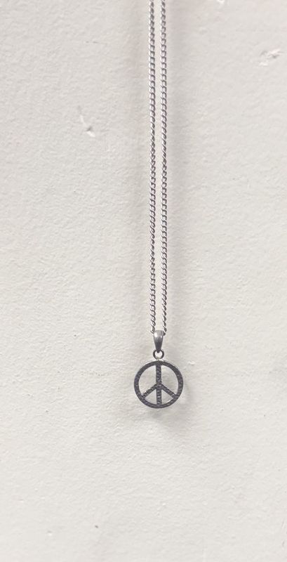 Peace Sign Silver Necklace