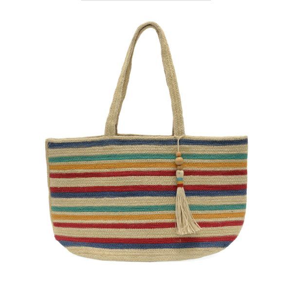 Jute Beach Tote - Multi Stripe