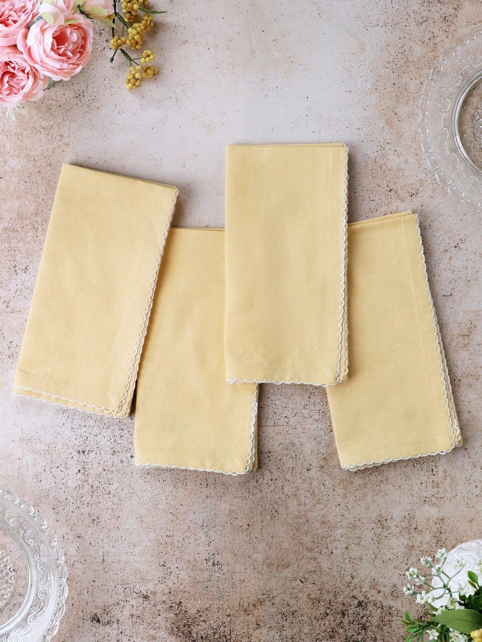 Crocheted Napkins - Yellow Cotton
