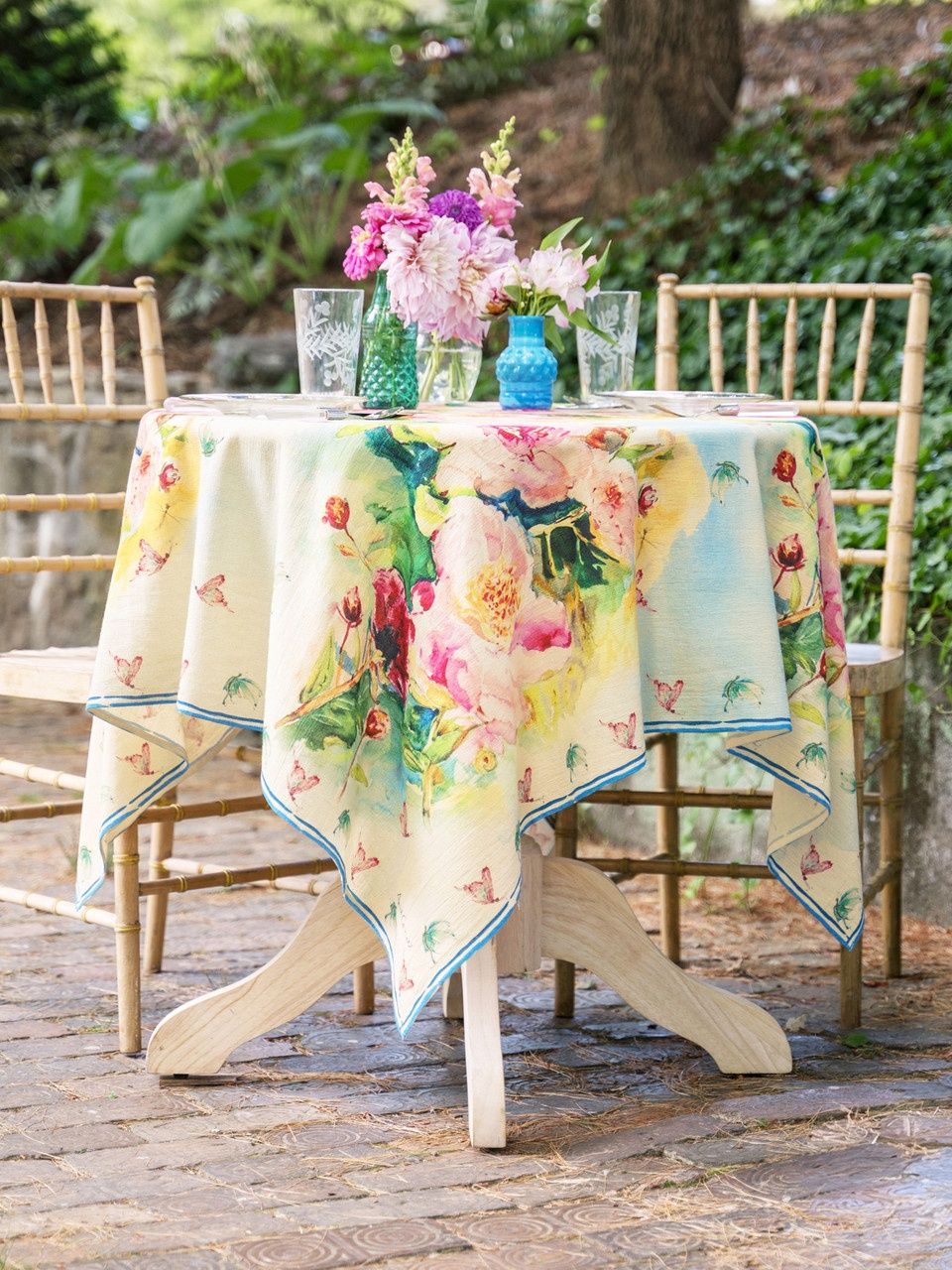Peony Watercolor Tablecloth 53x53