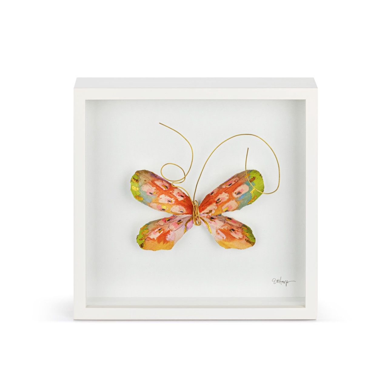 10" Orange Butterfly Shadow Box - Wall Art