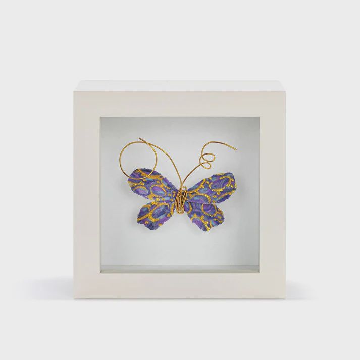 Tiny Purple Butterfly Shadow Box - Wall Art