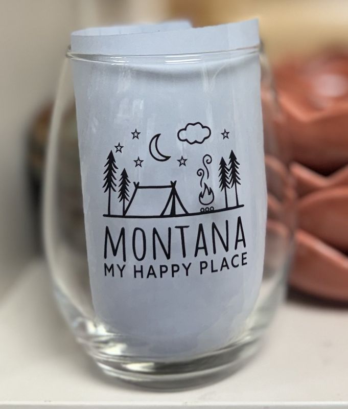 Stemless Wine Glass MONTANA IS MY HAPPY PLACE