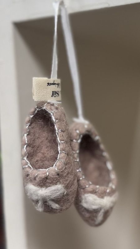 Ballerina Shoes - Handstitched Felted Ornament
