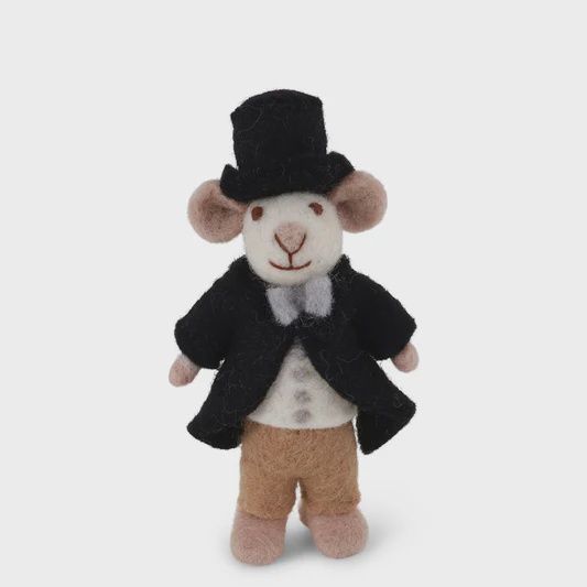 Small Mouse Groom Felted Ornament