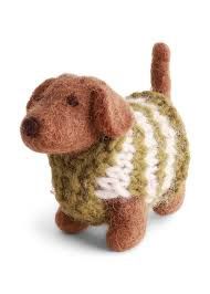 Dachshund in Knitted Sweater - Felted Ornament