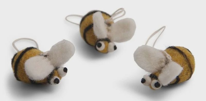 Buggy-Eyed Bee -  Felted Ornament