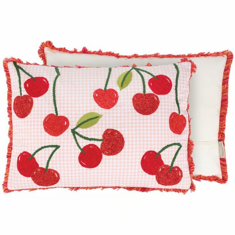 Double Cherry  Pillow - Pink