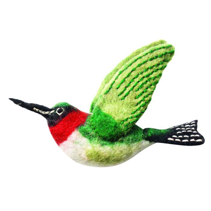 Ruby-Throated Hummingbird Wool Ornament