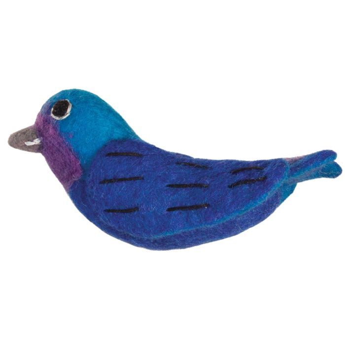 Indigo Bunting Wool Bird Ornament