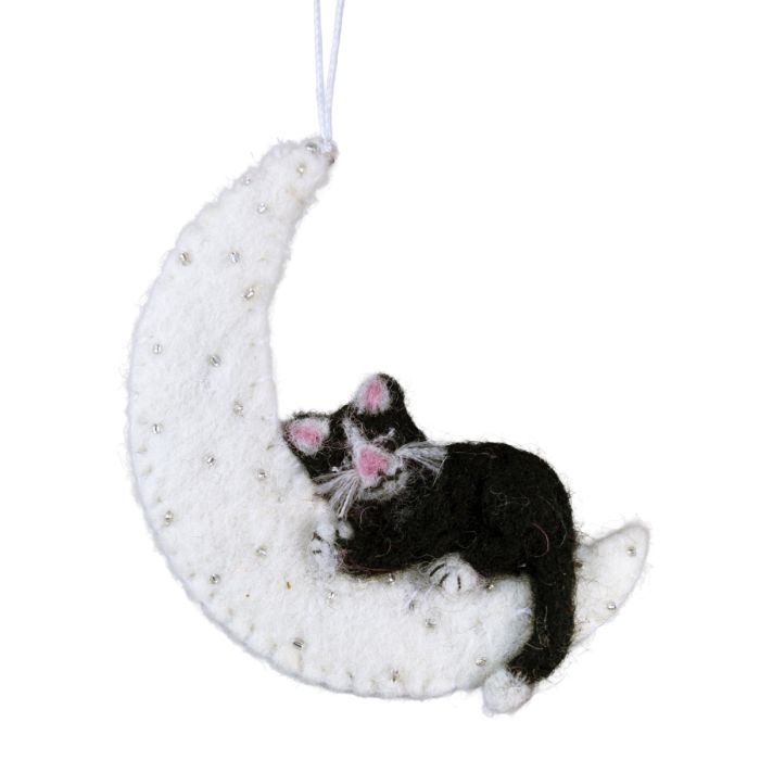 Kitty Moon Wool Ornament