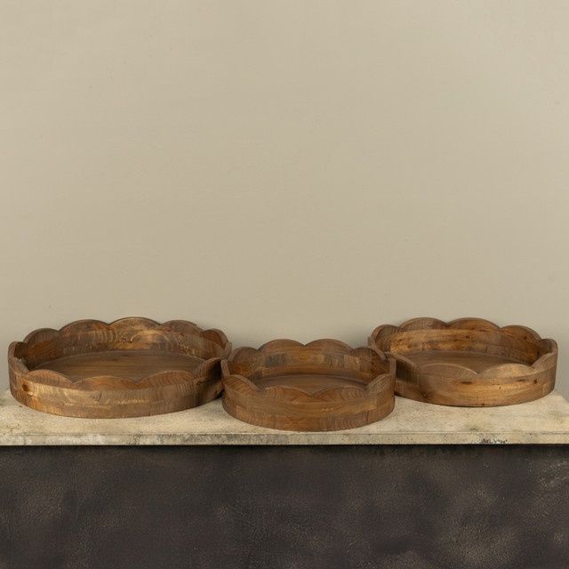 Scalloped Wood Trays