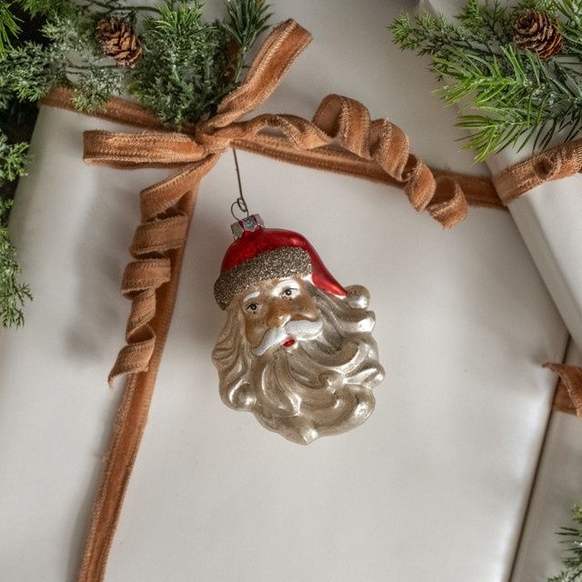 Glitter Hat Santa Face Ornament