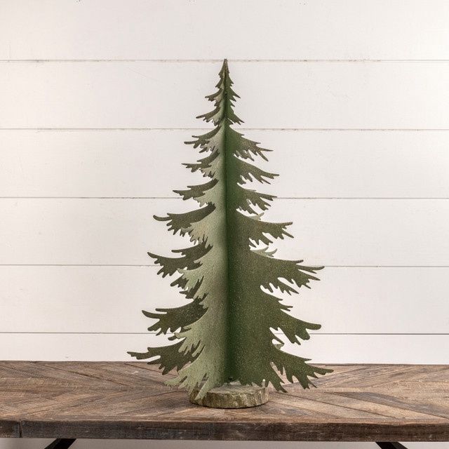 Distressed Tree Cutout with Faux Wood Base