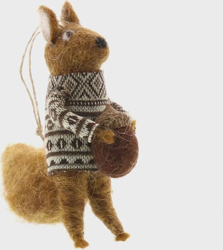 Felt Squirrel w/ Nut Ornament