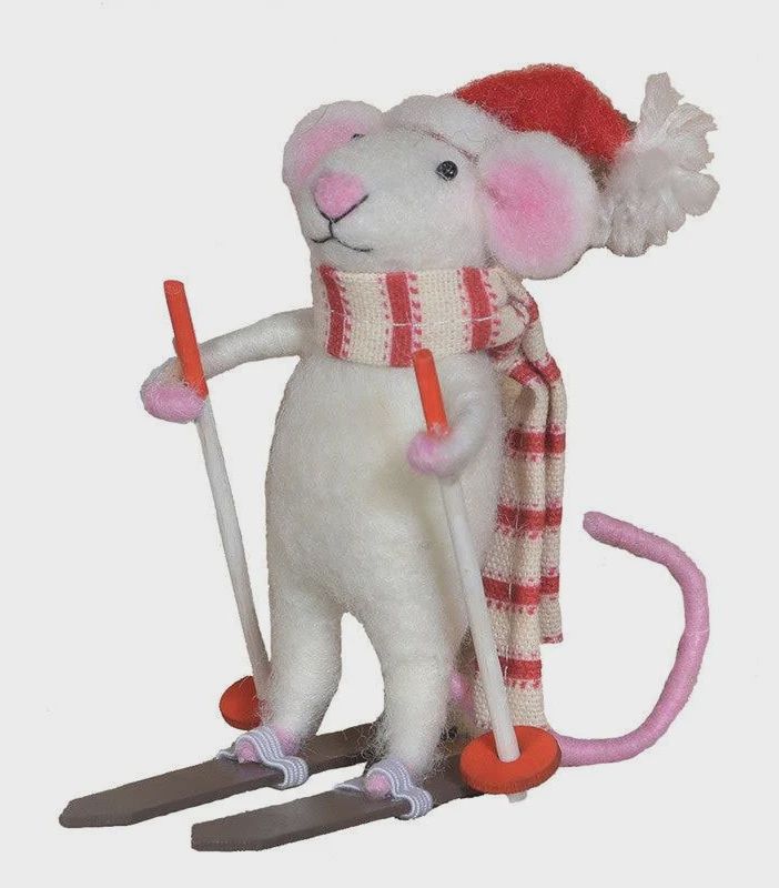Felt Mouse Skier Ornament