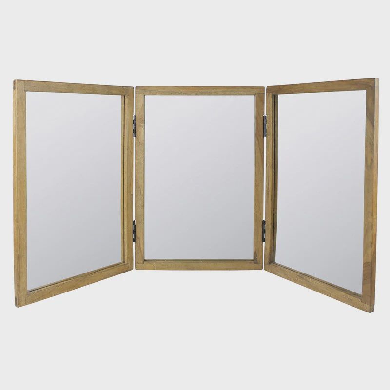 Trifold Wood Mirror