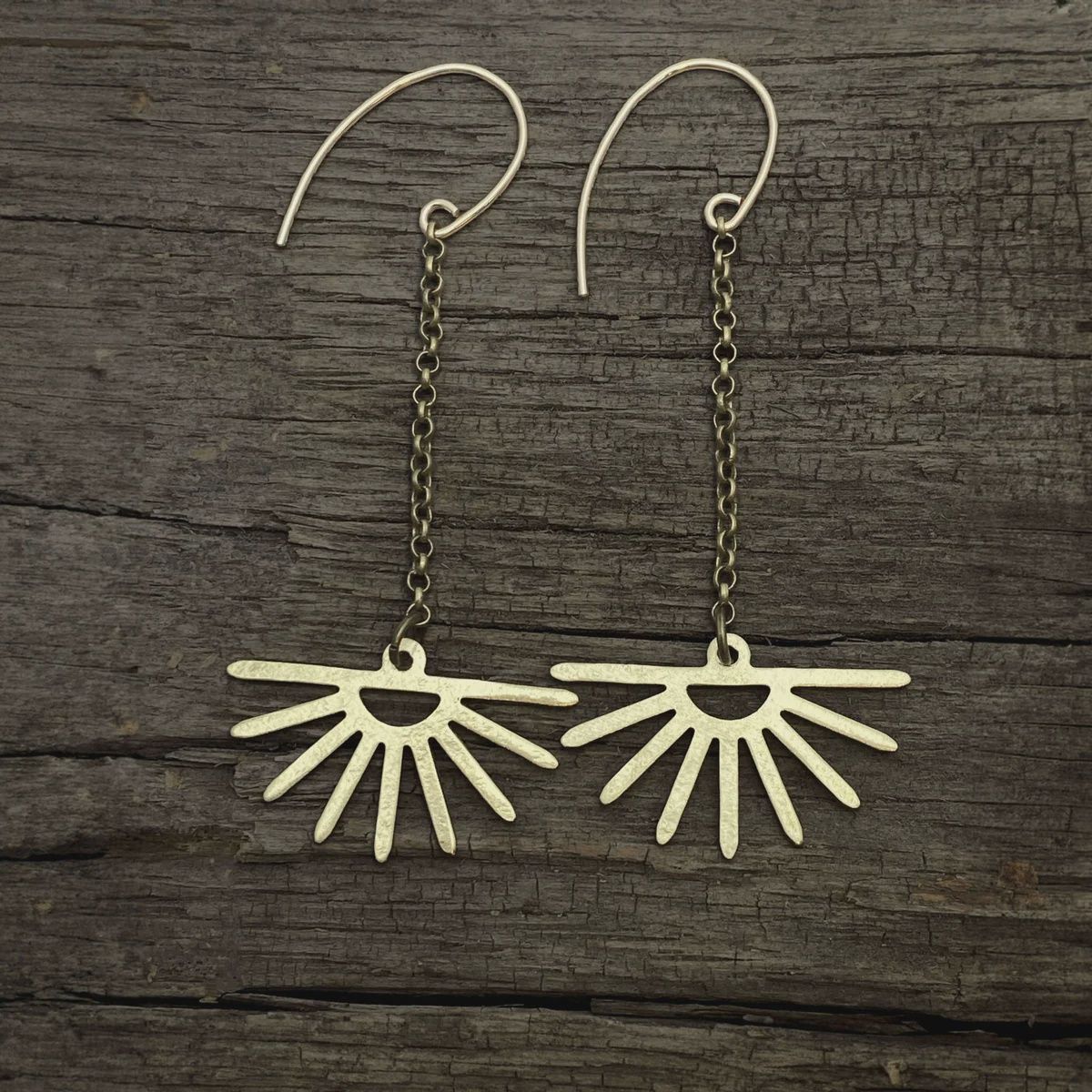 Sunbeam Earrings- Antique Brass