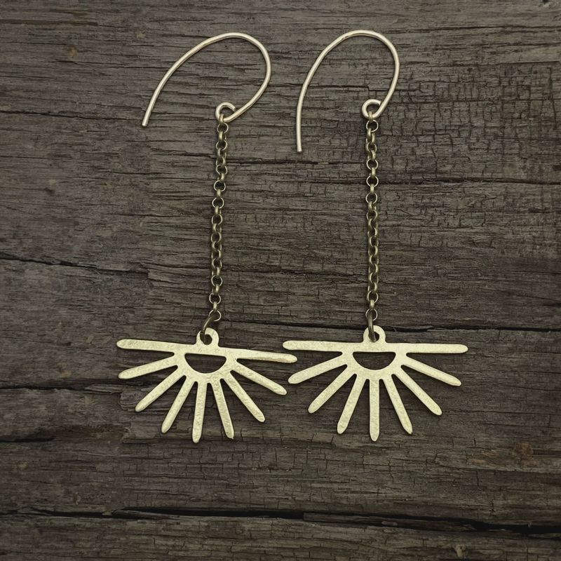 Sunbeam Earrings- Antique Brass