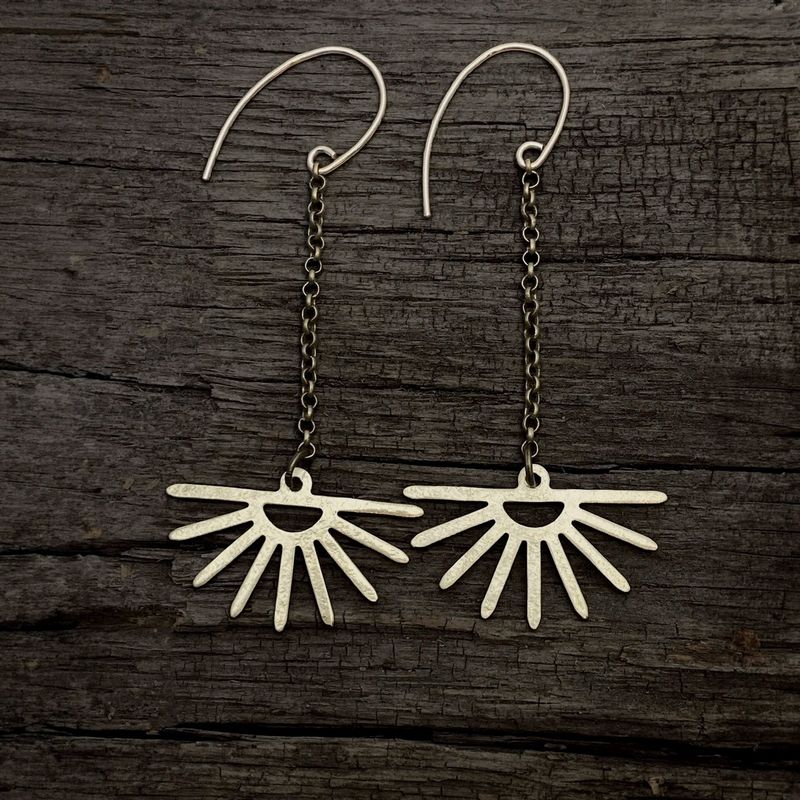 Sunbeam Earrings, Antique Brass - Made in Montana