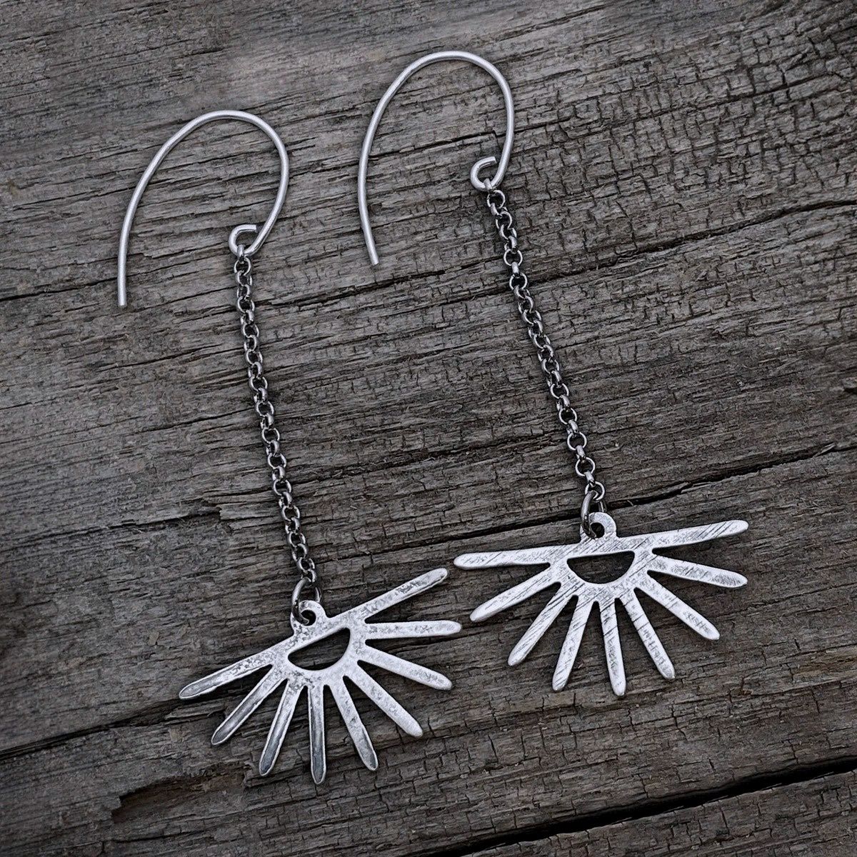 Sunbeam Earrings, Matte Silver - Made in Montana