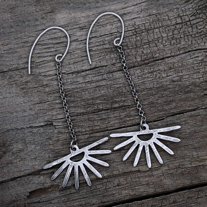 Sunbeam Earrings, Matte Silver - Made in Montana