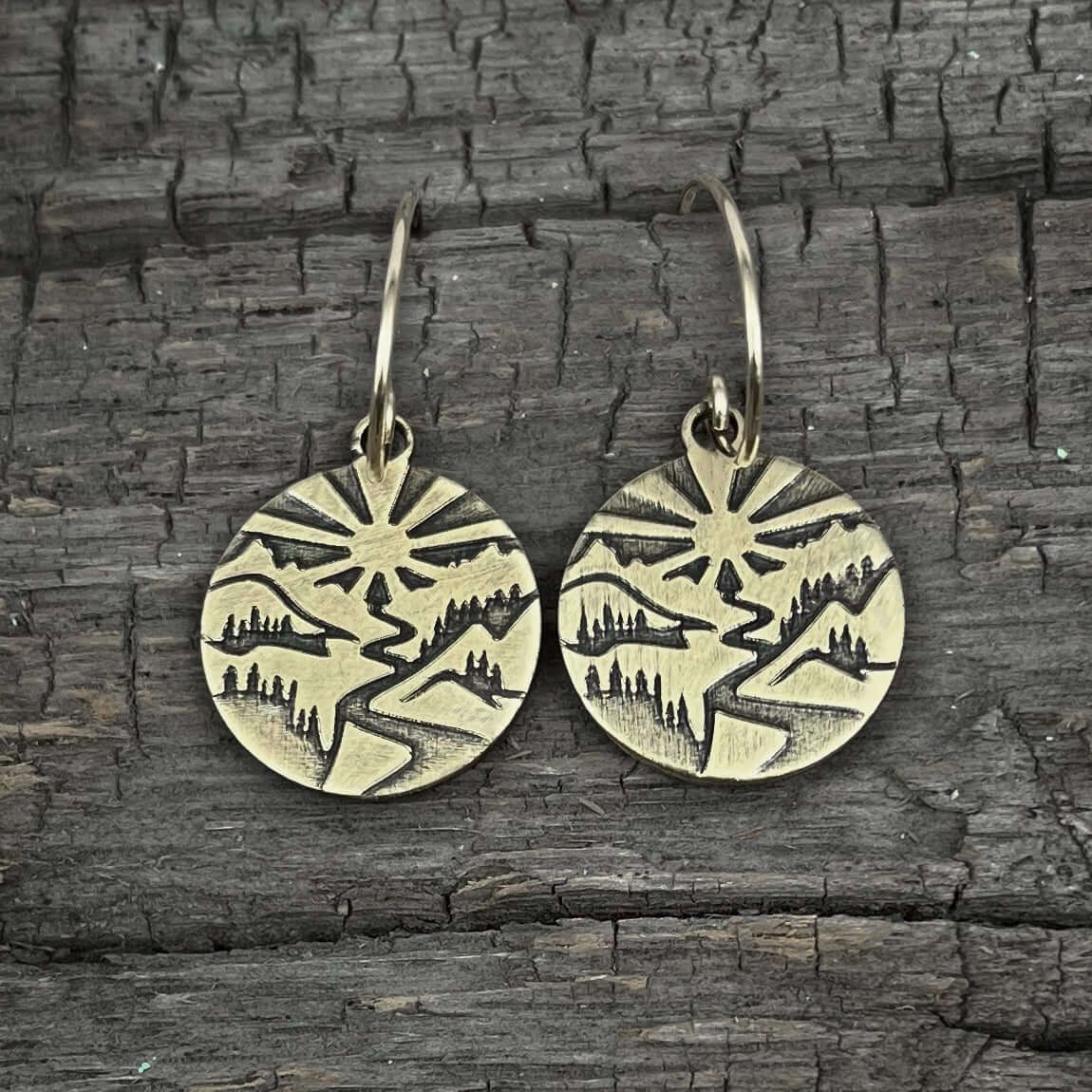 Going to the Sun Brass Earrings