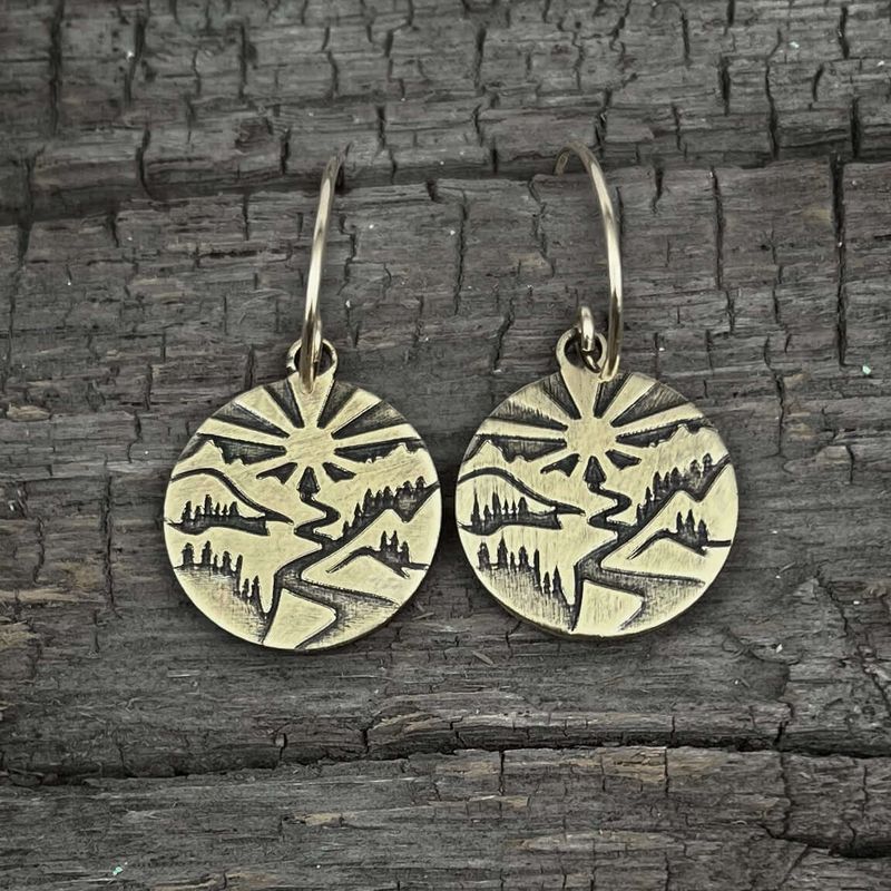 Going to the Sun Brass Earrings