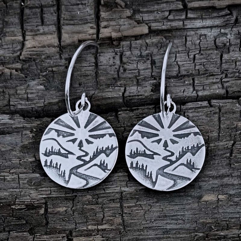 Going-to-the-Sun Earrings, Silver - Made in Montana