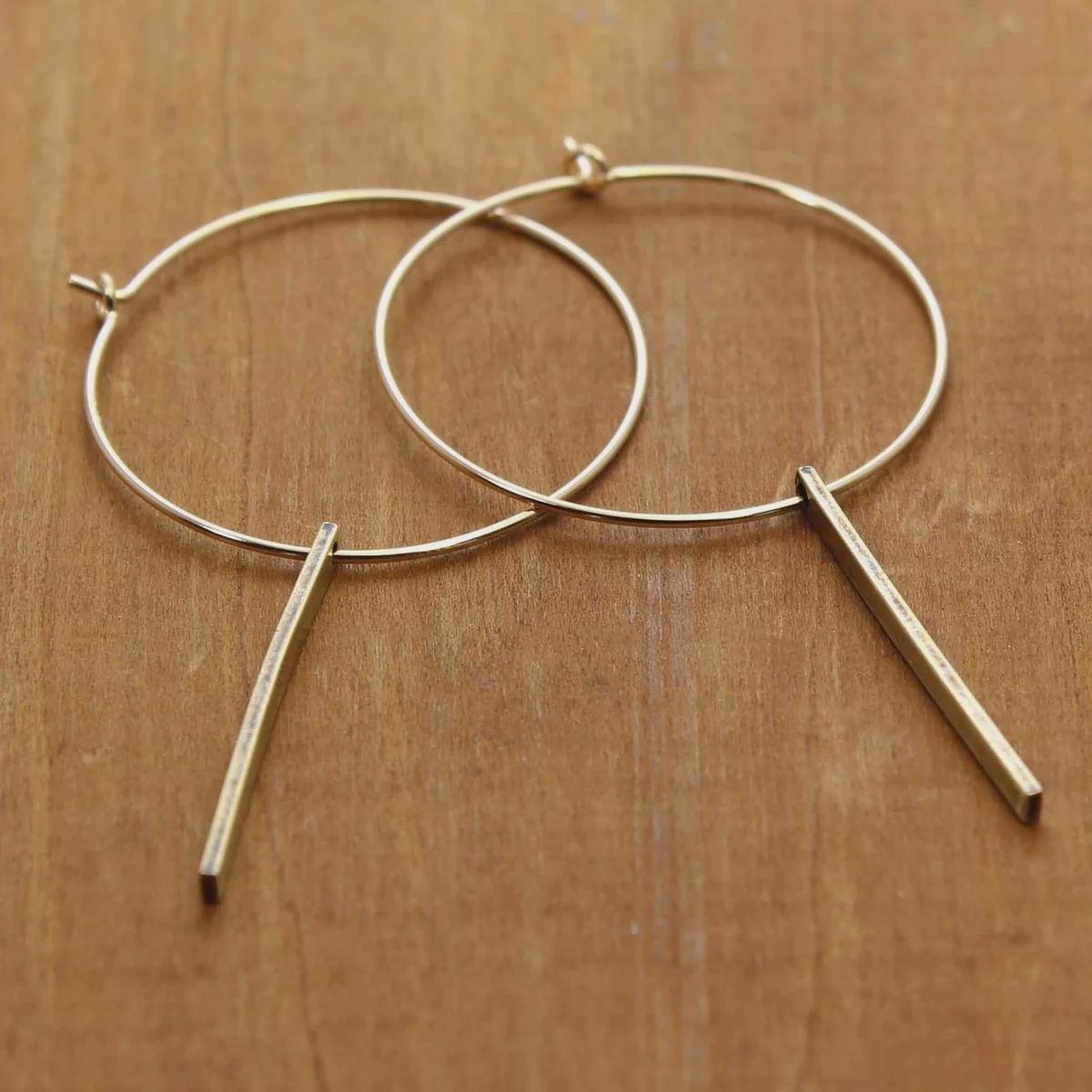 Brass Tig Hoop Earrings
