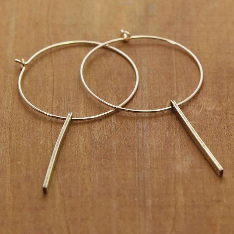 Brass Tig Hoop Earrings