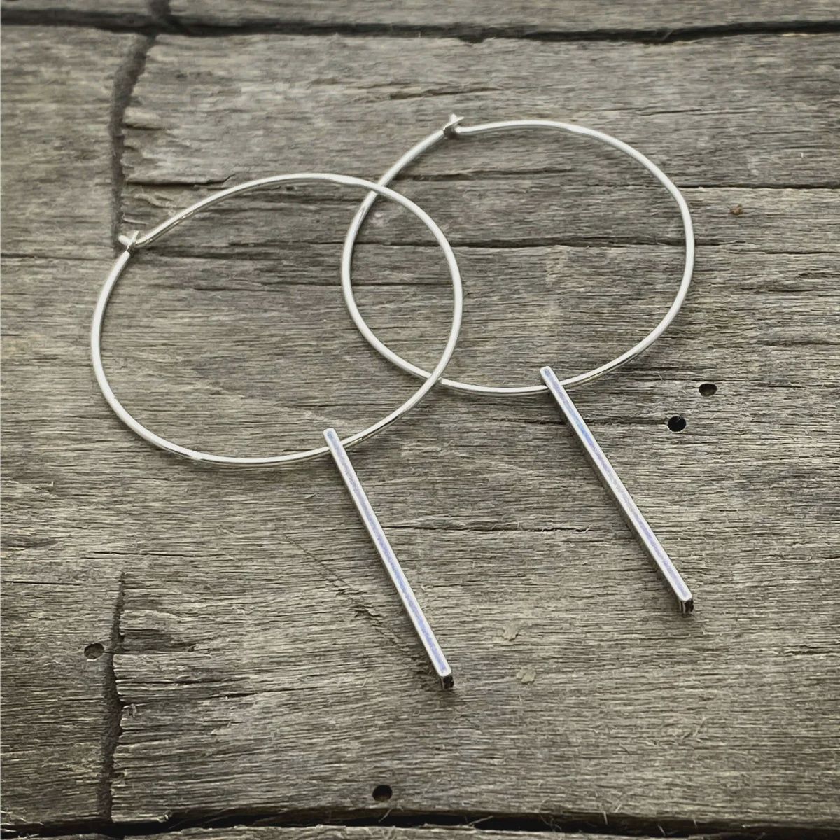 Silver Twig Hoop Earrings