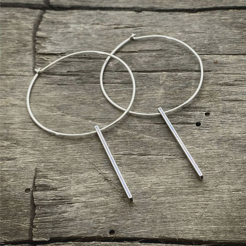 Silver Twig Hoop Earrings