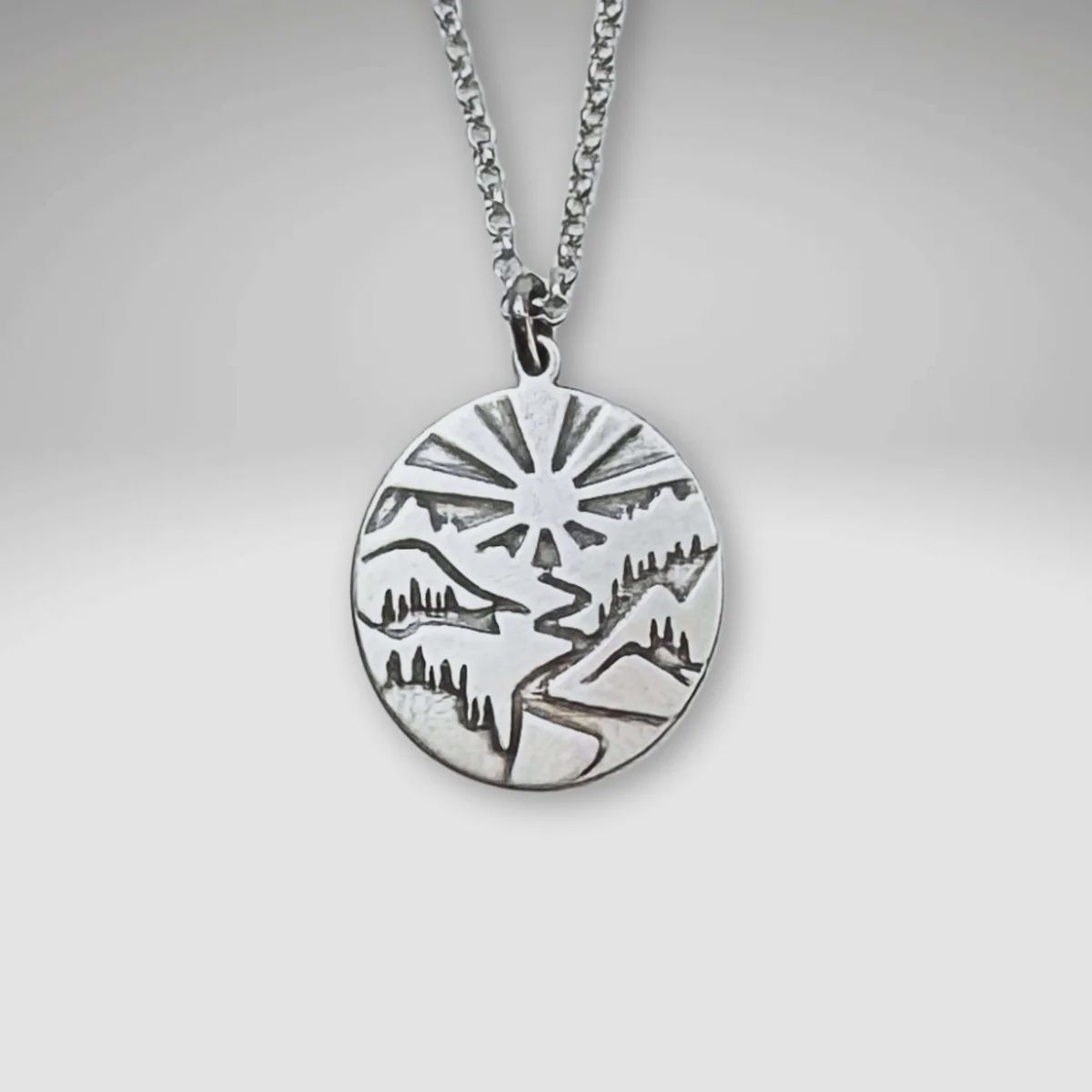 Silver Going to the Sun Necklace
