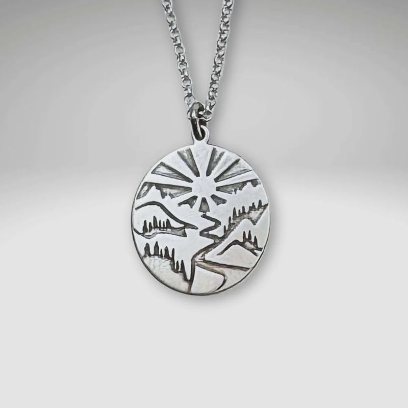 Silver Going to the Sun Necklace